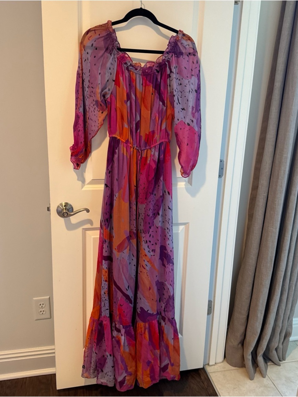 Diane Von Furstenberg Purple Printed Silk Camila Maxi Dress | Size 6 - Picture 2 of 5